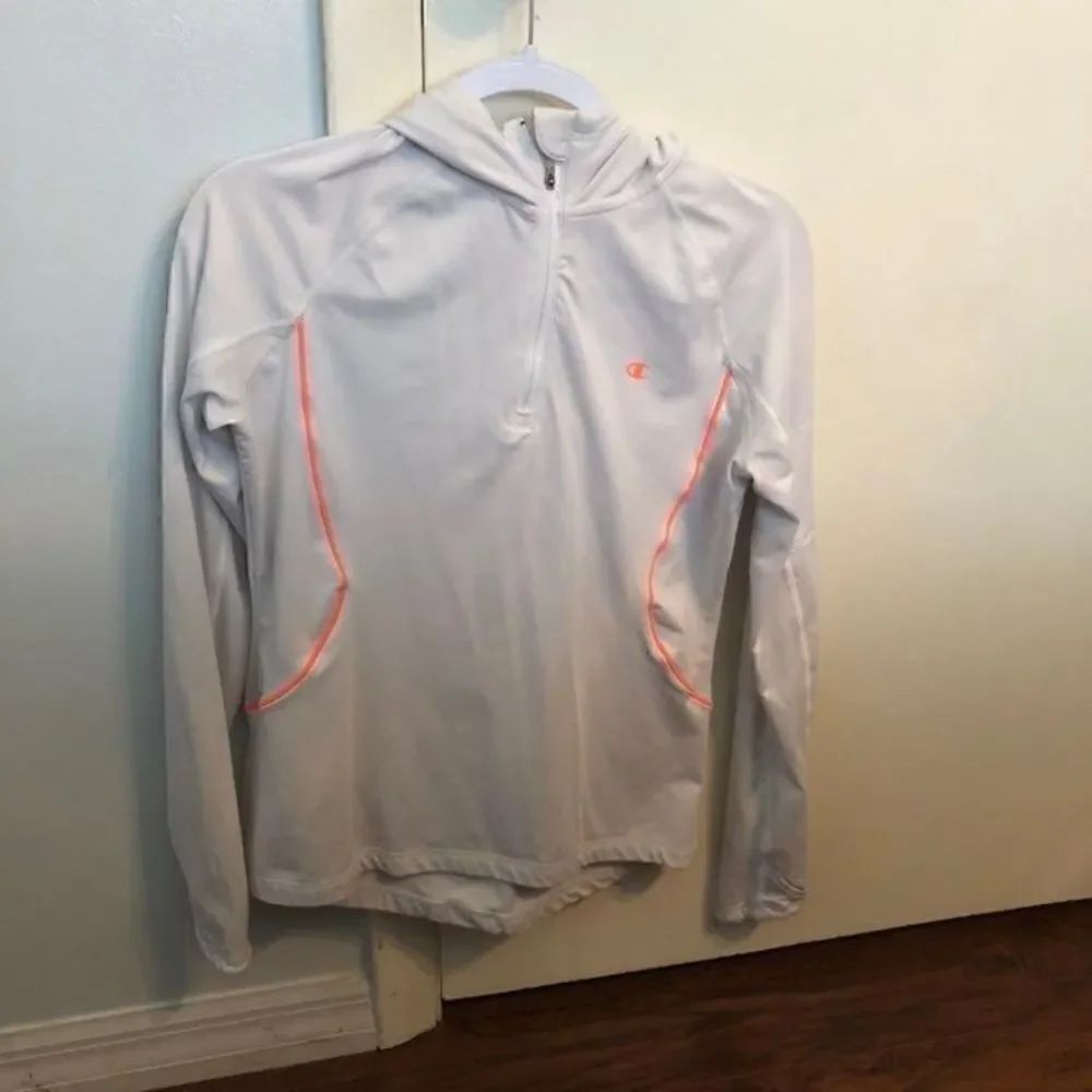 CHAMPION activewear white hoodie sweater top long sleeve sz M womens